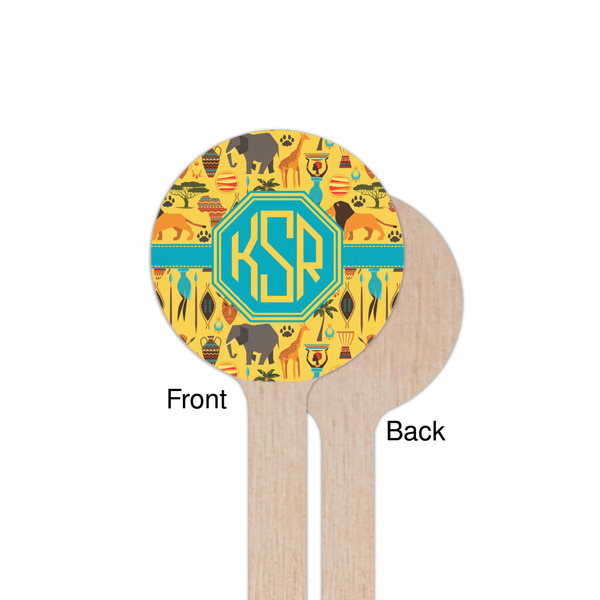 African Safari Wooden 7.5" Stir Stick - Round - Single Sided - Front & Back