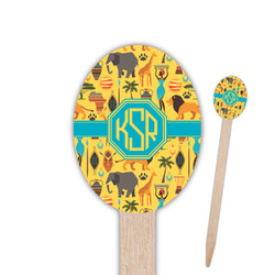African Safari Oval Wooden Food Picks - Double Sided (Personalized)