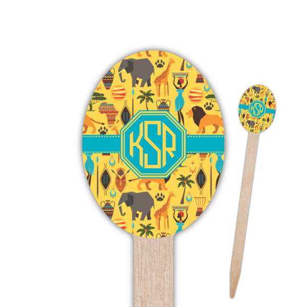 Custom African Safari Oval Wooden Food Picks - Single Sided (Personalized)