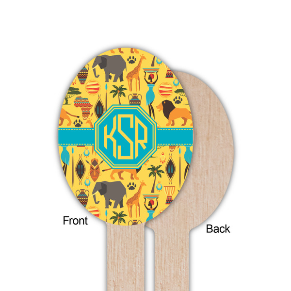 African Safari Wooden Food Pick - Oval - Single Sided - Front & Back