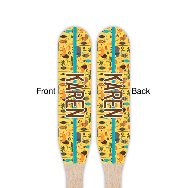 African Safari Wooden Food Pick - Paddle - Double Sided - Front & Back