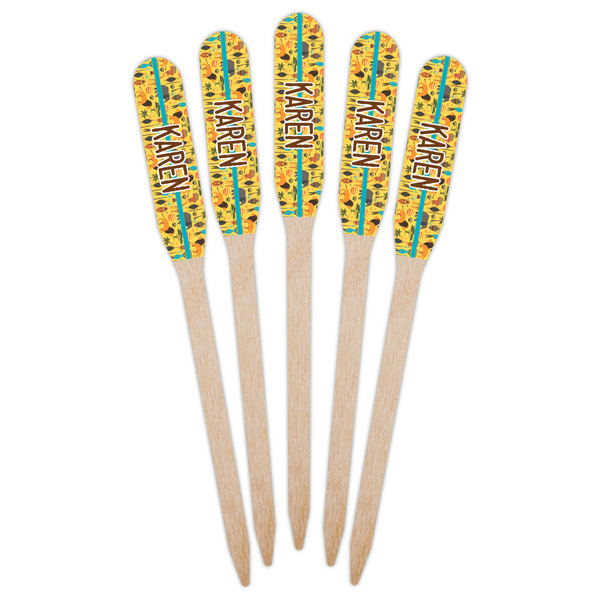 African Safari Wooden Food Pick - Paddle - Fan View