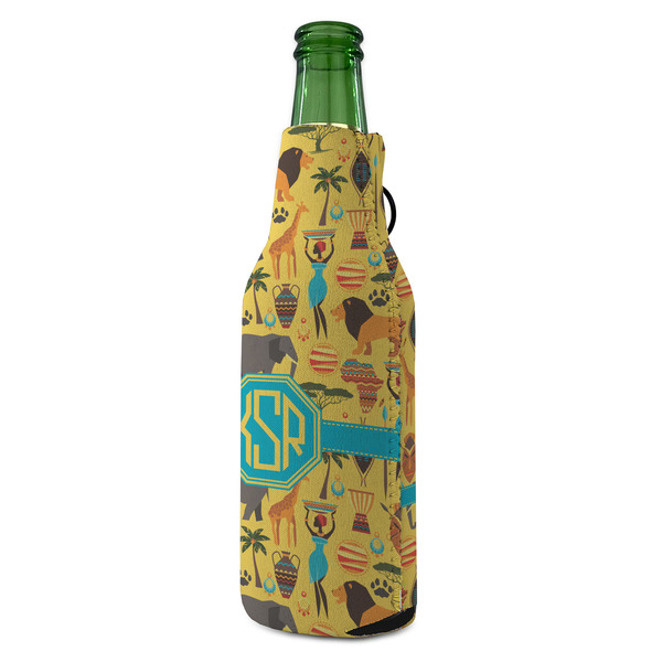 African Safari Zipper Bottle Cooler - ANGLE (bottle)