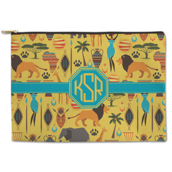 African Safari Zipper Pouch - Large - 12.5"x8.5" (Personalized)