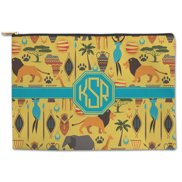 Custom African Safari Zipper Pouch - Large - 12.5"x8.5" (Personalized)