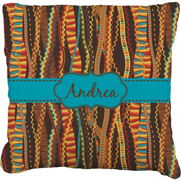 Custom Tribal Ribbons Faux-Linen Throw Pillow 16" (Personalized)
