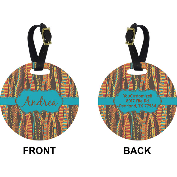 African Ribbons Circle Luggage Tag (Front + Back)