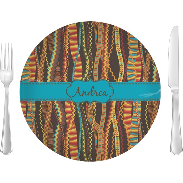 Custom Tribal Ribbons Glass Lunch / Dinner Plate 10" (Personalized)