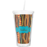 Tribal Ribbons Double Wall Tumbler with Straw (Personalized)