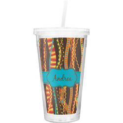 Tribal Ribbons Double Wall Tumbler with Straw (Personalized)