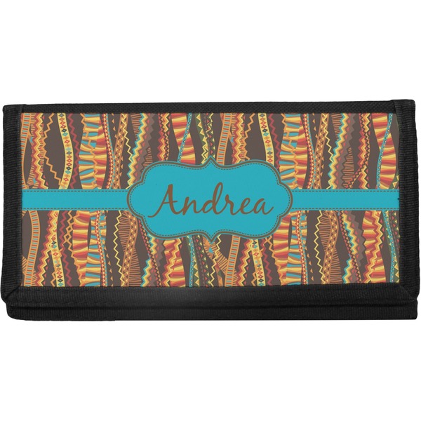Custom Tribal Ribbons Canvas Checkbook Cover (Personalized)