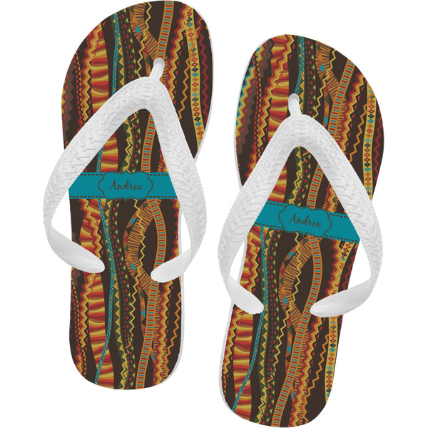 Custom Tribal Ribbons Flip Flops - Small (Personalized)