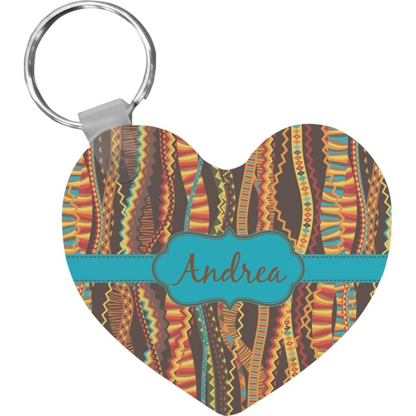 Custom Tribal Ribbons Heart Plastic Keychain w/ Name or Text