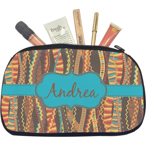 Custom Tribal Ribbons Makeup / Cosmetic Bag - Medium (Personalized)