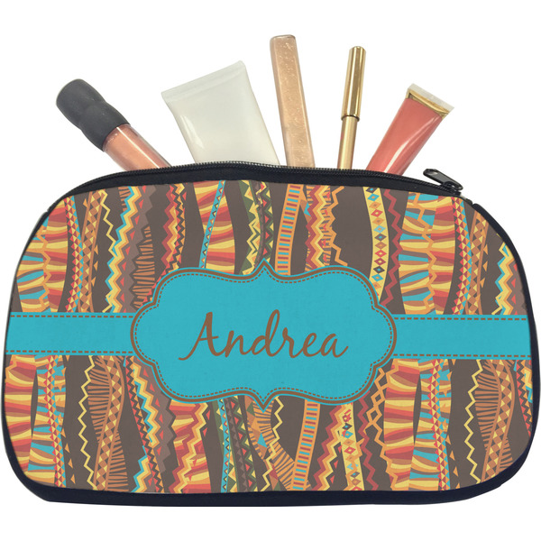 Custom Tribal Ribbons Makeup / Cosmetic Bag - Medium (Personalized)