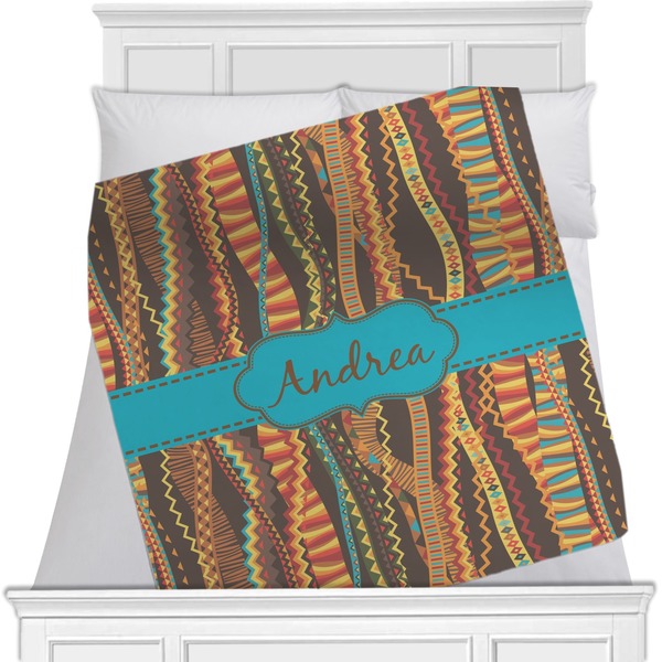 Custom Tribal Ribbons Minky Blanket - Toddler / Throw - 60"x50" - Single Sided (Personalized)