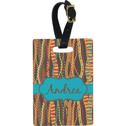 Tribal Ribbons Plastic Luggage Tag - Rectangular w/ Name or Text