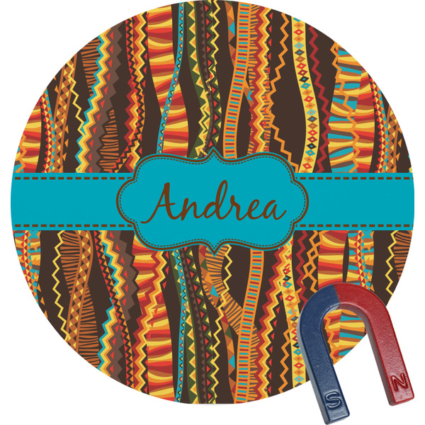 Custom Tribal Ribbons Round Fridge Magnet (Personalized)