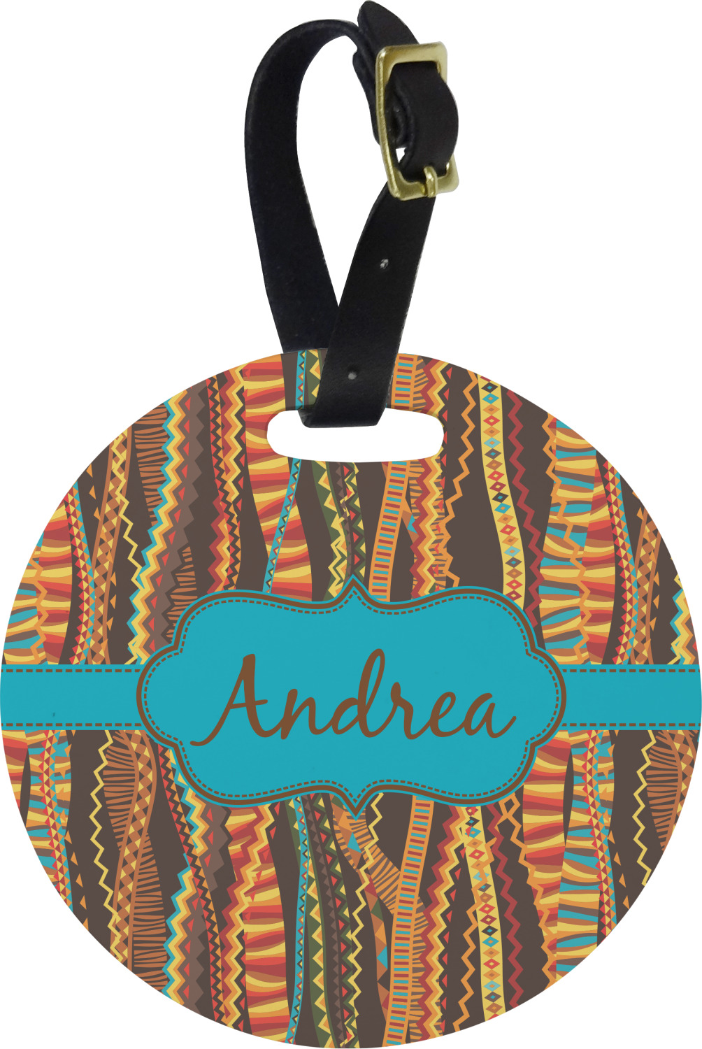 Tribal Ribbons Round Luggage Tag (Personalized) YouCustomizeIt