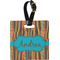 Tribal Ribbons Plastic Luggage Tag - Square w/ Name or Text
