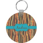 Tribal Ribbons Round Plastic Keychain (Personalized)