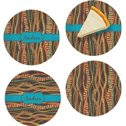 Tribal Ribbons Set of 4 Glass Appetizer / Dessert Plate 8" (Personalized)