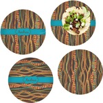 Tribal Ribbons Set of 4 Glass Lunch / Dinner Plate 10" (Personalized)