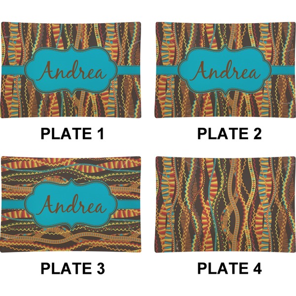 African Ribbons Set of Rectangular Appetizer / Dessert Plates (Approval)