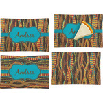 Tribal Ribbons Set of 4 Glass Rectangular Appetizer / Dessert Plate (Personalized)