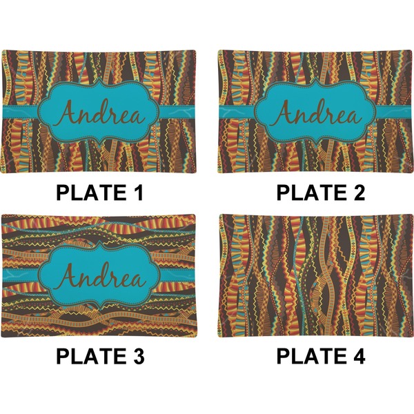 African Ribbons Set of Rectangular Dinner Plates (Approval)