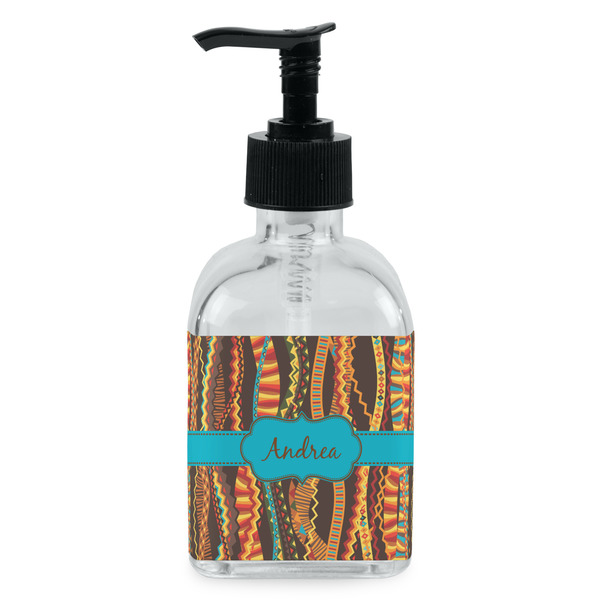 Custom Tribal Ribbons Glass Soap & Lotion Bottle - Single Bottle (Personalized)
