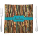 Tribal Ribbons Glass Square Lunch / Dinner Plate 9.5" (Personalized)