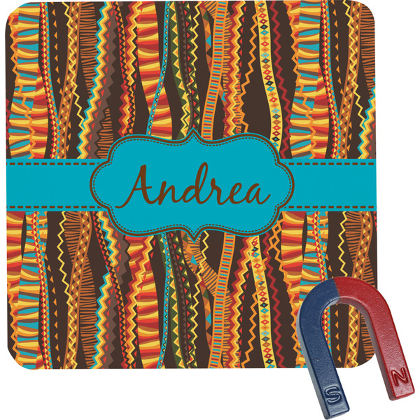 Custom Tribal Ribbons Square Fridge Magnet (Personalized)