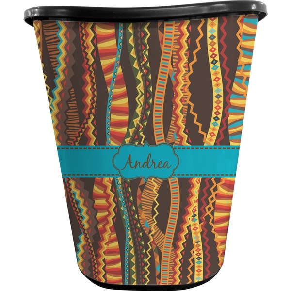 Custom Tribal Ribbons Waste Basket - Single Sided (Black) (Personalized)