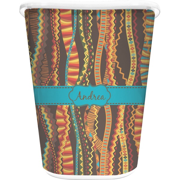 Custom Tribal Ribbons Waste Basket - Single Sided (White) (Personalized)