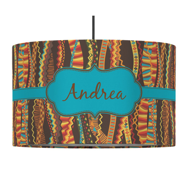 Custom Tribal Ribbons 12" Drum Pendant Lamp - Fabric (Personalized)