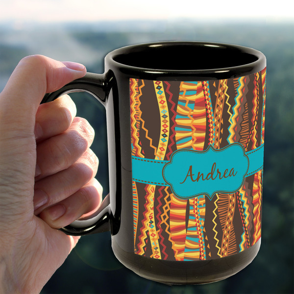 Tribal Ribbons 15oz. Black Mug - LIFESTYLE
