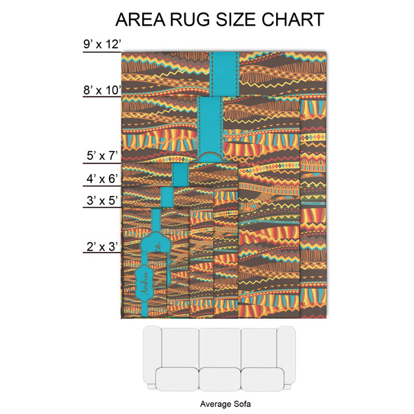 Tribal Ribbons 2'x3' Indoor Area Rugs - Size Chart