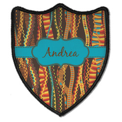 Tribal Ribbons Iron On Shield Patch B w/ Name or Text