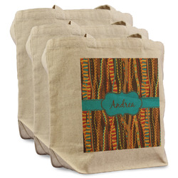 Tribal Ribbons Reusable Cotton Grocery Bags - Set of 3 (Personalized)