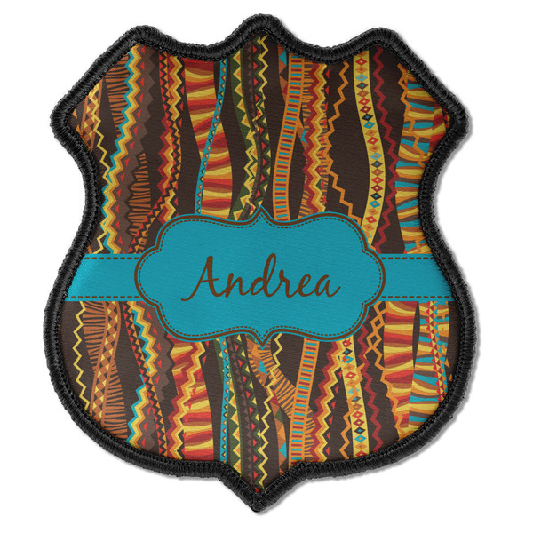 Custom Tribal Ribbons Iron On Shield Patch C w/ Name or Text