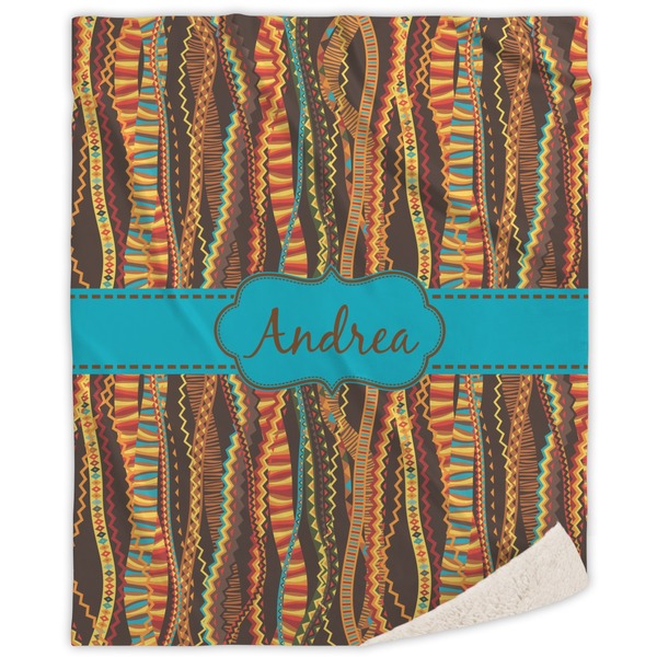 Custom Tribal Ribbons Sherpa Throw Blanket (Personalized)