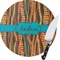 Tribal Ribbons Round Glass Cutting Board - Small (Personalized)