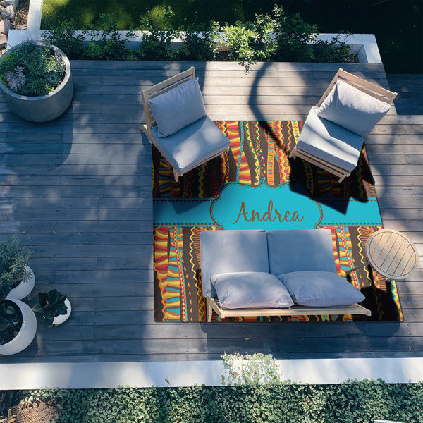 Tribal Ribbons 8'x10' Patio Rug - In context