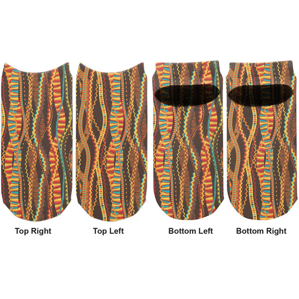 Tribal Ribbons Adult Ankle Socks - Double Pair - Front and Back - Apvl