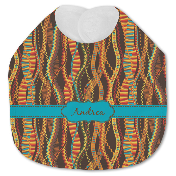 Custom Tribal Ribbons Jersey Knit Baby Bib w/ Name or Text