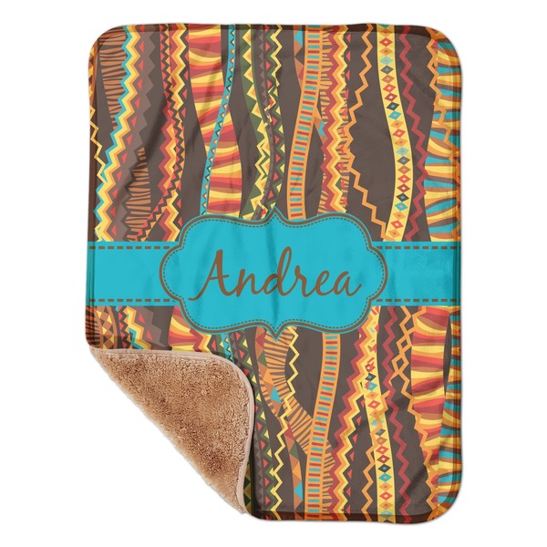 Custom Tribal Ribbons Sherpa Baby Blanket - 30" x 40" w/ Name or Text