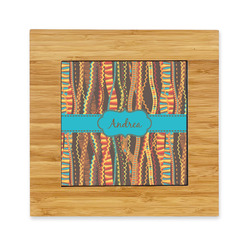 Tribal Ribbons Bamboo Trivet with Ceramic Tile Insert (Personalized)