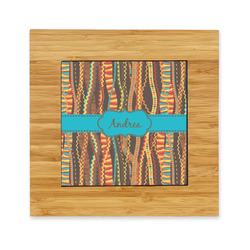 Tribal Ribbons Bamboo Trivet with Ceramic Tile Insert (Personalized)