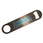 Tribal Ribbons Bar Bottle Opener - Silver w/ Name or Text